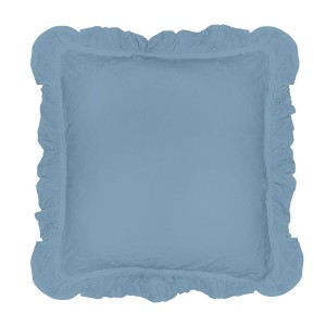Komplet poszewek bawełnianych z falbanką 2x40x40 cm Stonewashed Exclusive Niebieska