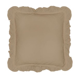 Komplet poszewek bawełnianych z falbanką 2x40x40 cm Stonewashed Exclusive Akdeniz Beige, beżowa