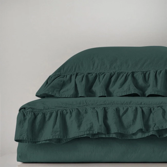 Komplet poszewek bawełnianych 2x40x40 cm Stonewashed Exclusive Dark Green