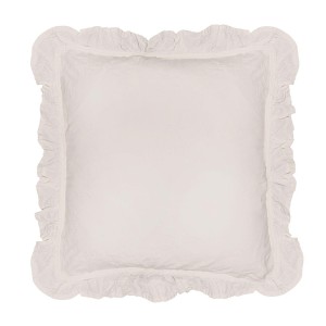 Komplet poszewek bawełnianych z falbanką 2x40x40 cm Stonewashed Exclusive Natural Cream, kremowa