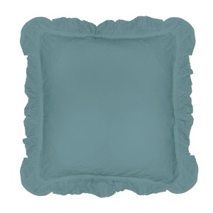 Komplet poszewek bawełnianych z falbanką 2x40x40 cm Stonewashed Exclusive Mineral Blue, niebieska