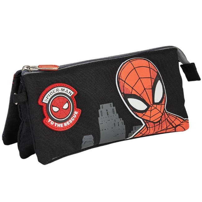  Wodoodporny trzykomorowy trwały czarny piórnik Spiderman 