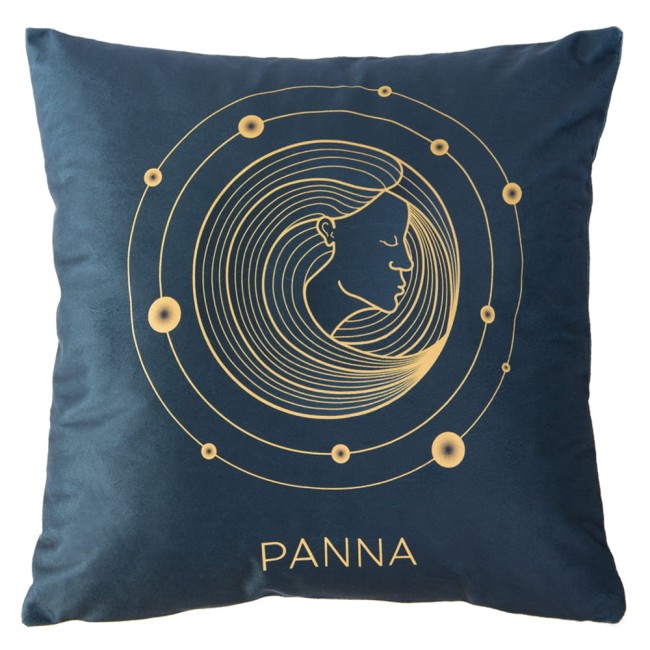  Elegancka, nowoczesna poszewka dekoracyjna 40x40 cm znak zodiaku panna niebieska i złota 