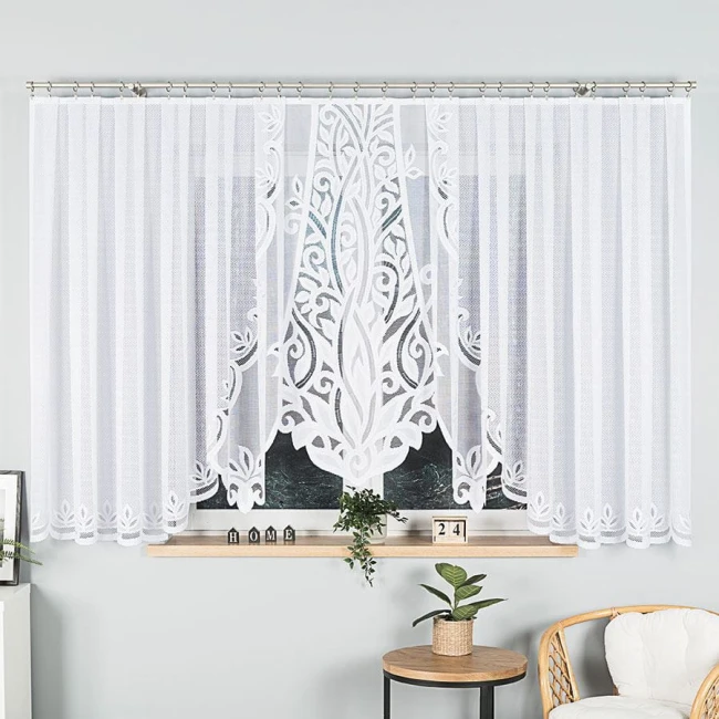  Delikatna żakardowa firanka biała 500x160 cm 