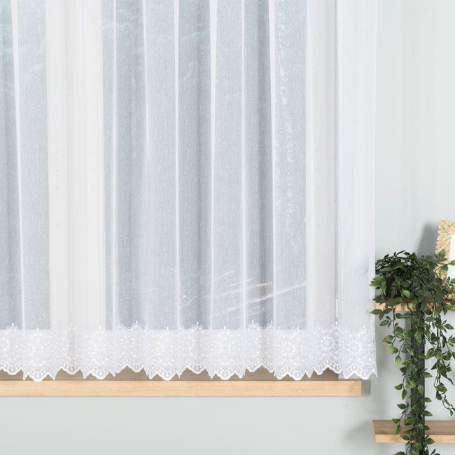  Delikatna elegancka firana biała haftowana wysokość 160 cm 