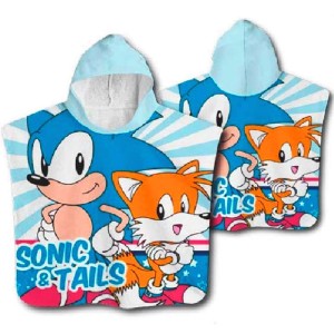 Ręcznik ponczo z kapturem 50x100 Sonic, niebieski