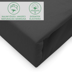 Prześcieradło jersey z elastanem z gumką 140x200 kolor czarny