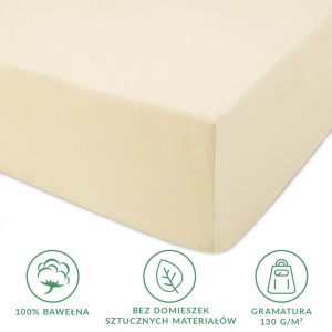Prześcieradło jersey z gumką 200x220 kolor Krem