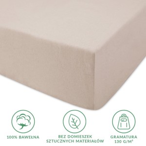 Prześcieradło jersey z gumką 180x200 kolor Beż