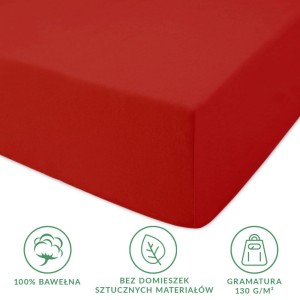 Prześcieradło jersey z gumką 180x200 kolor Czerwony