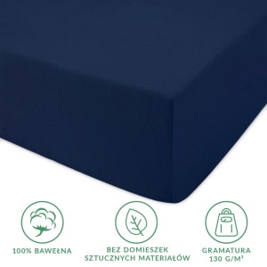 Prześcieradło jersey z gumką 200x220 kolor Ciemny Granat