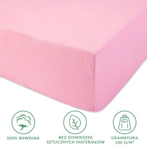 Prześcieradło jersey z gumką 180x200 kolor Jasny róż