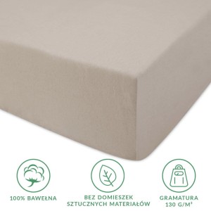 Prześcieradło jersey z gumką 160x200 kolor Kakao