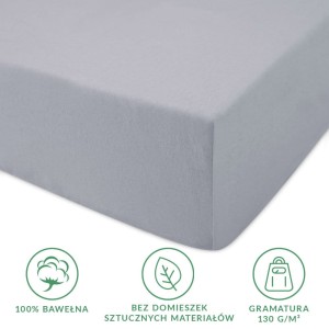 Prześcieradło jersey z gumką 200x220 kolor Popiel