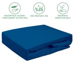 Prześcieradło frotte z gumką 120x200 w kolorze chabrowym, rozłożone na prostym tle. Widać gładką teksturę materiału, który jest elastyczny i świetnie dopasowuje się do materaca. Produkt bez widocznych napisów czy wzorów.