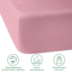 Prześcieradło satynowe z gumką 200x220 kolor Wrzos