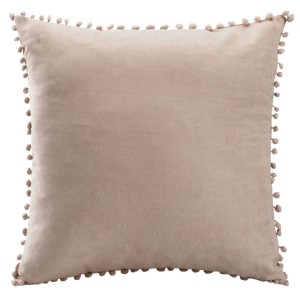 Poszewka dekoracyjna 45x45 ecru, z pomponami