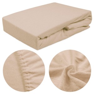 Prześcieradło frotte z gumką 90x200 kolor beż