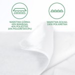 Ochraniacz na materac 180x200 Jason w kolorze białym, leżący na gładkim tle. Widoczna tekstura materiału, skład: 40% bawełna, 40% poliester, 20% poliuretan w warstwie górnej oraz 100% poliuretan w warstwie dolnej. Brak widocznych napisów i logo.