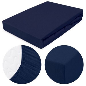 Prześcieradło jersey z gumką 180x200 kolor Ciemny Granat