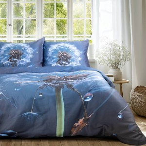 Pościel satyna bawełniana 220x200 Satynlove Premium granatowa z dmuchawcem