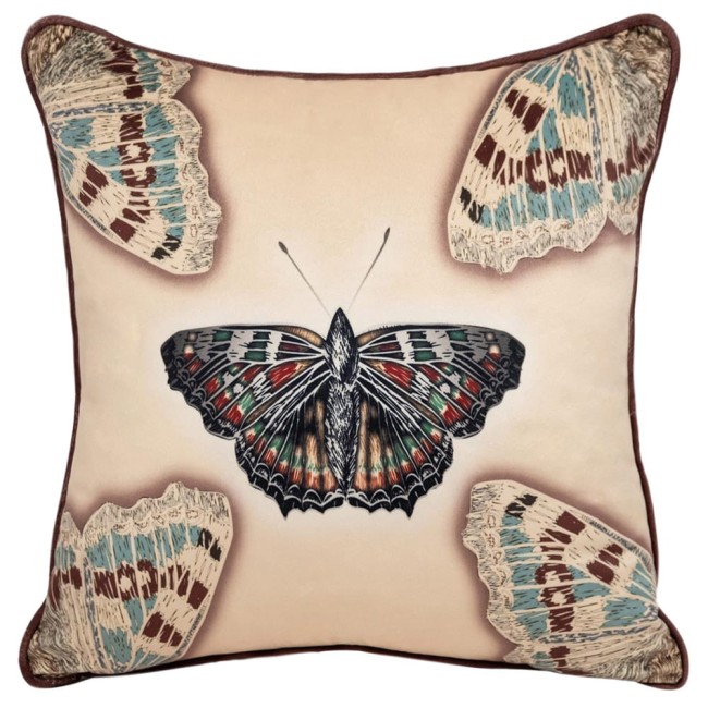  Elegancka kremowa poszewka dekoracyjna 43x43 cm w motyle ćmy 
