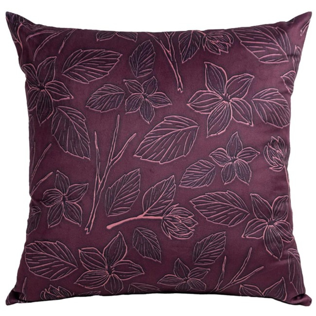  Elegancka bordowa poszewka dekoracyjna 43x43 cm w roślinny wzór  