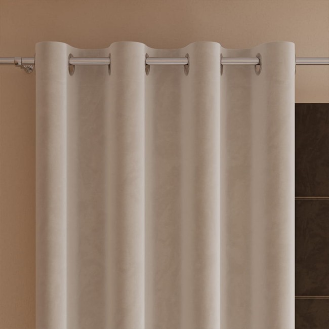 Welwetowa zasłona na przelotkach 140x260 cm, elegancka, z subtelnym połyskiem, w kolorze kremowym 