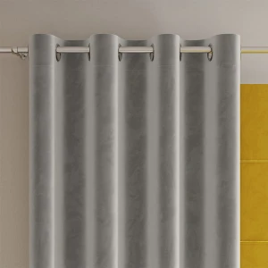 Zasłona gotowa welwetowa 140x260 cm na przelotkach z miękkiej tkaniny Velvi, szara