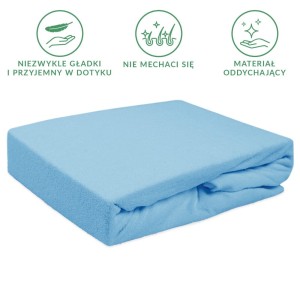 Prześcieradło frotte z gumką 180x200 kolor niebieski PREMIUM