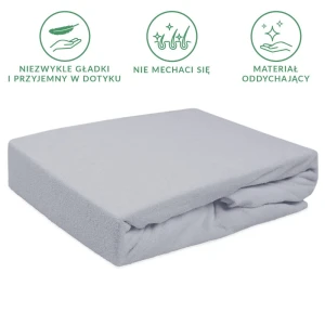 Prześcieradło frotte z gumką 120x200 kolor popiel PREMIUM
