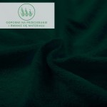 Prześcieradło frotte z gumką w kolorze zieleni butelkowej, ukazane w zbliżeniu, z wyraźną teksturą materiału. Widoczne detale, takie jak delikatne pętelki. Grafika na tle mówi o odporności na przecieranie i rwanie materiału.