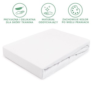 Prześcieradło jersey z gumką 140x200 kolor biały PREMIUM