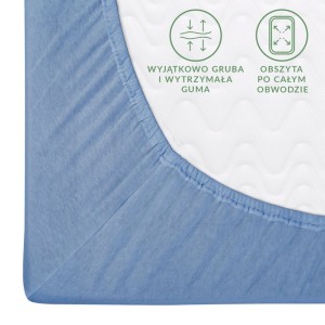 Prześcieradło jersey z gumką 90x200 kolor niebieski PREMIUM