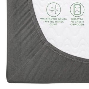 Prześcieradło jersey z gumką 160x200 kolor szary PREMIUM