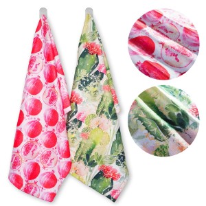 Ścierka kuchenna Tropical Fruits komplet 2x 38x60  zielona i czerwona
