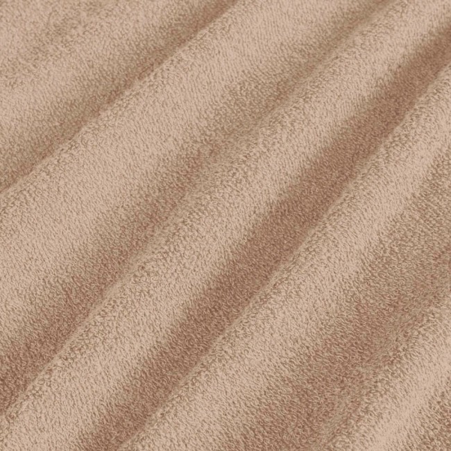 Pościel frotte 160x200 w kolorze beżowym, o miękkiej, teksturowanej fakturze, ułożona w złożeniu, ukazująca subtelne wzory i delikatne załamania materiału. Tło proste, co podkreśla kolor i strukturę tkaniny.