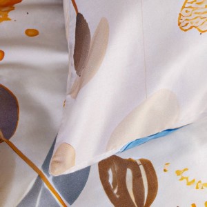 Pościel satyna bawełniana 160x200 Satynlove Premium kremowa z niebieskimi motylami