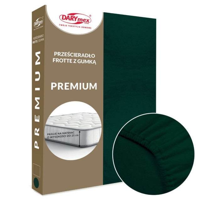  Grube wytrzymałe bawełniane prześcieradło frotte Premium butelkowa zieleń 180x200 cm 