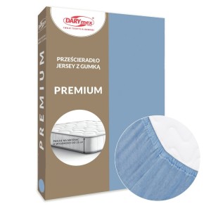 Prześcieradło jersey z gumką 90x200 kolor niebieski PREMIUM