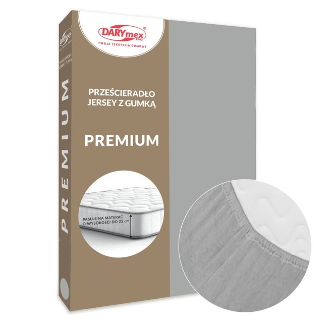  Grube wytrzymałe miękkie bawełniane prześcieradło jersey premium 180x200 w popielatym kolorze 