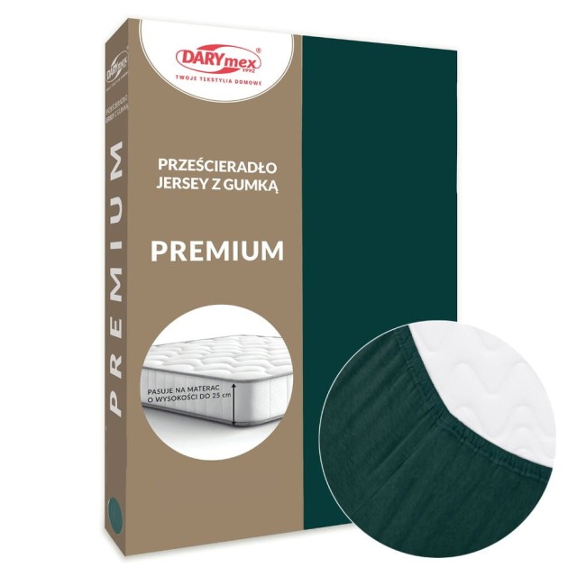  Grube wytrzymałe miękkie bawełniane prześcieradło jersey premium 200x220 w butelkowym zielonym kolorze 