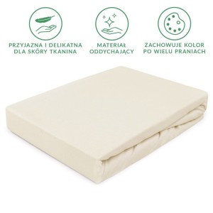 Prześcieradło jersey z gumką 200x220 kolor ecru PREMIUM
