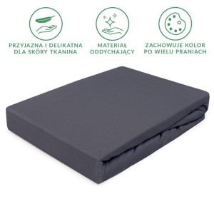 Prześcieradło jersey z gumką 200x220 kolor ciemny szary PREMIUM