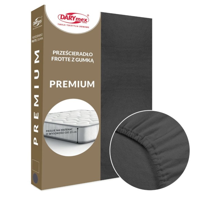  Grube wytrzymałe bawełniane prześcieradło frotte Premium w kolorze ciemno szarym 120x200 cm 