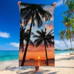 Ręcznik plażowy 100x180 Palmy o zachodzie słońca szybkoschnący z mikrofibry duży