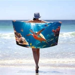 Ręcznik plażowy 100x180 Żółw w oceanie szybkoschnący z mikrofibry duży