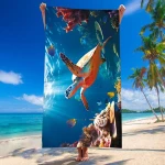 Ręcznik plażowy 100x180 Żółw w oceanie szybkoschnący z mikrofibry duży