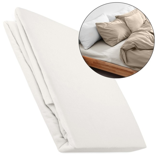 Delikatne przyjemne w dotyku wytrzymałe prześcieradło flanelowe z gumką 90x200 cm w kolorze ecru 