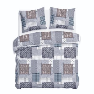 Pościel flanelowa 180x200 Ardela Grey kratka szara, Flanelove